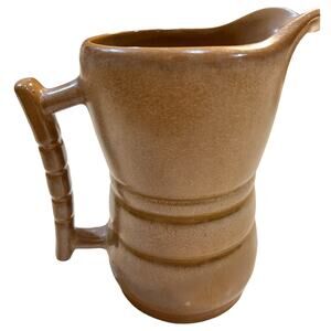 Frankoma Pottery Satin Brown Fawn Glaze Barrel Shaped Jug Pitcher 32oz 7" 26D